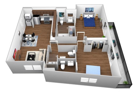 2 Bed 3 Bath at The Fairfax Flats Apartments, Los Angeles, CA, 90019